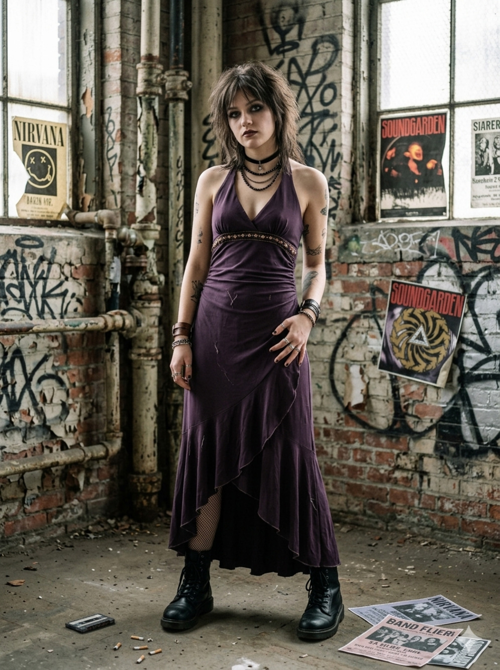 Vintage Taboo brown halter dress Size large Whimsigoth Y2K Fairy Grunge 90s